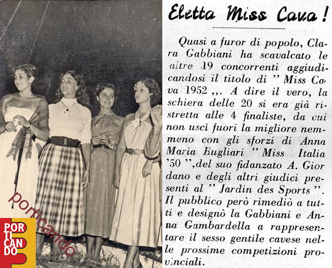 1952 Clara Gabbiani miss cava con altre concorrenti
