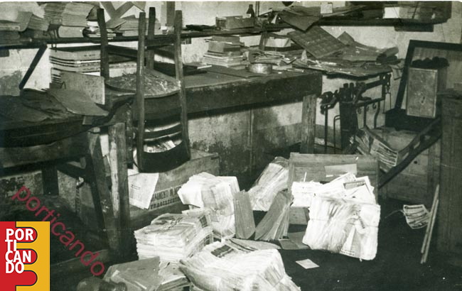 1954 i danni dell'alluvione nell'edicola Pinto