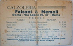1938 listino prezzi riparzione scarpe di Raffaele Falcone e Memoli allora a Roma (cognome corretto a mano)