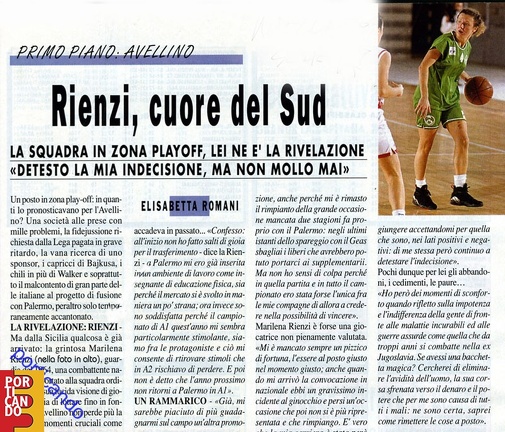 mr4 articolo di Super Basket su Marilena Rienzi