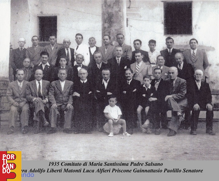 1935 Comitato di Maria Santissima Padre Salsano con  Vrasera Adollfo Liberti Matonti Luca Alfieri ed altri