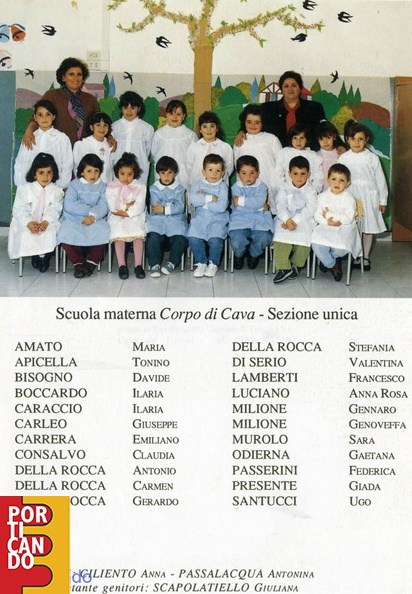 1992 1993 scuola materna corpo di Cava sezione unica maestre Anna Ciliento Antonina Passalacqua nomi