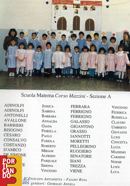1992 1993 scuola materna corso mazzini sezioneA maestre Antonietta D'Episcopo Rosa Fasano nomi
