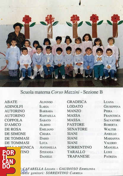 1992 1993 scuola materna corso mazzini sezione B maestra Ermelinda Gaudioso nomi