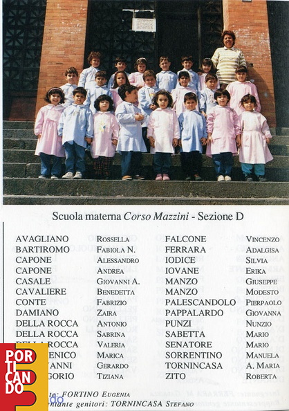 1992 1993 scuola materna corso mazzini sezione D maestra Eugenia Fortino nomi