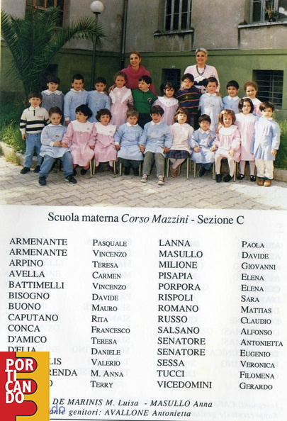 1992 1993 scuola materna corso mazzini sezione C maestre Luisa De Marinis Anna Masullo nomi