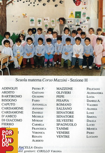 1992 1993 scuola materna corso mazzini sezione H maestra Grazia Pacella nomi