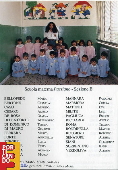 1992 1993 scuola materna passiano sezione B maestra Maria Gigliola Ciampi nomi