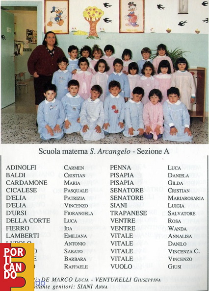 1992 1993 scuola materna sant'arcangelo sezione A maestre Lucia De Marco Giuseppina Venturelli nomi
