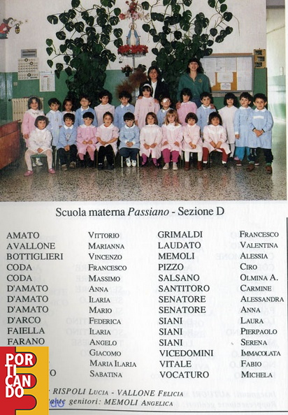 1992 1993 scuola materna passiano sezione D maestre Lucia Rispoli Felicia Vallone nomi