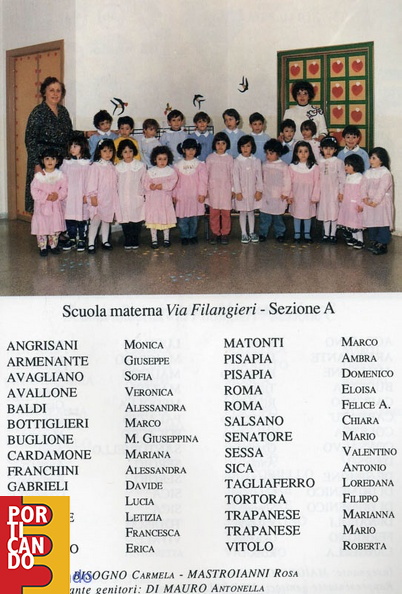 1992 1993 scuola materna via filangieri sezione A maestre Carmela Bisogno Rosa Mastroianni nomi
